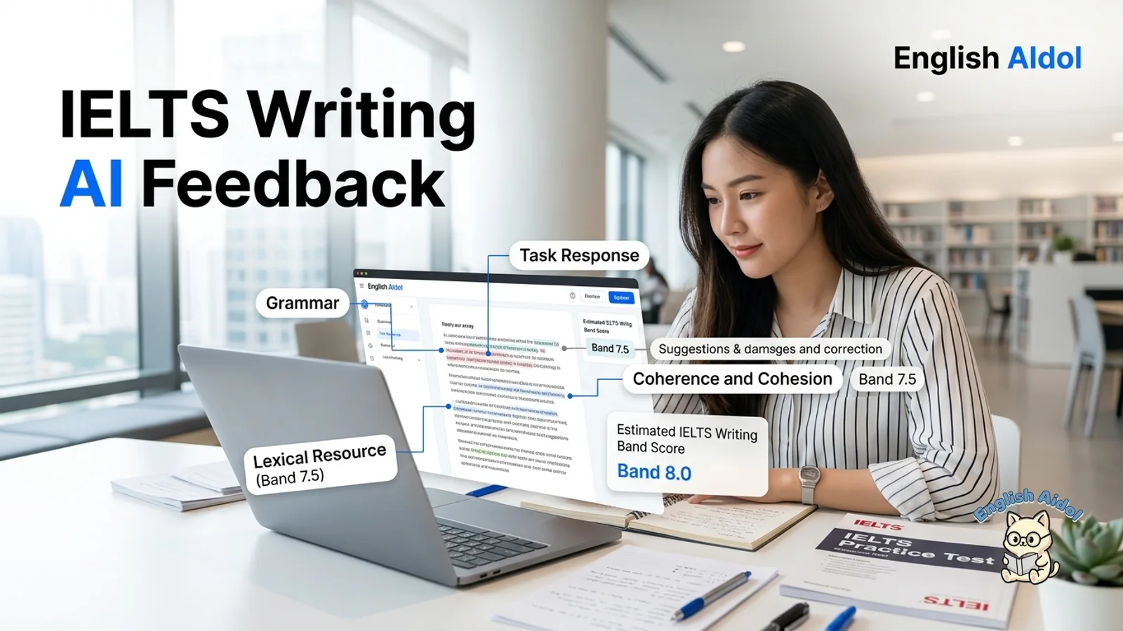 Free AI IELTS Writing Practice 2026 | AI Essay Feedback & Band Score | English AIdol